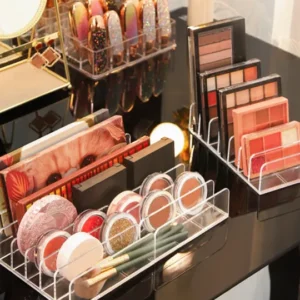 Makeup Organizer Desktop Multi-cell Display Box Makeup Blush Cosmetics Shelf 7-compartment Plastic Eye Shadow Tray Storage Box