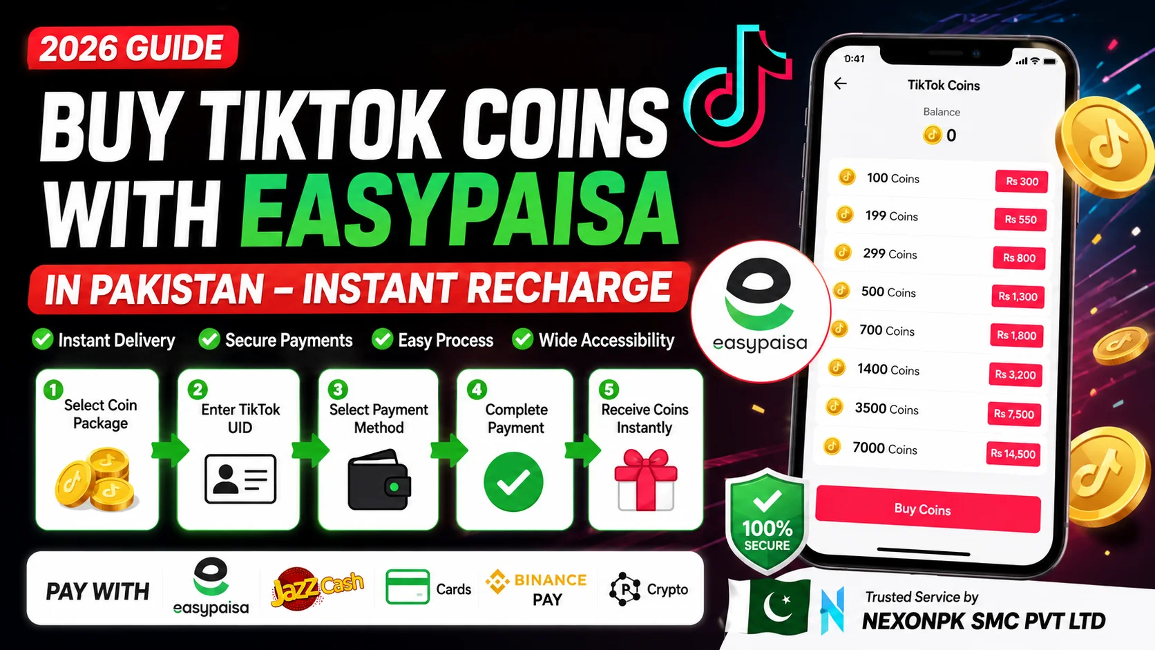 Buy TikTok Coins with Easypaisa in Pakistan