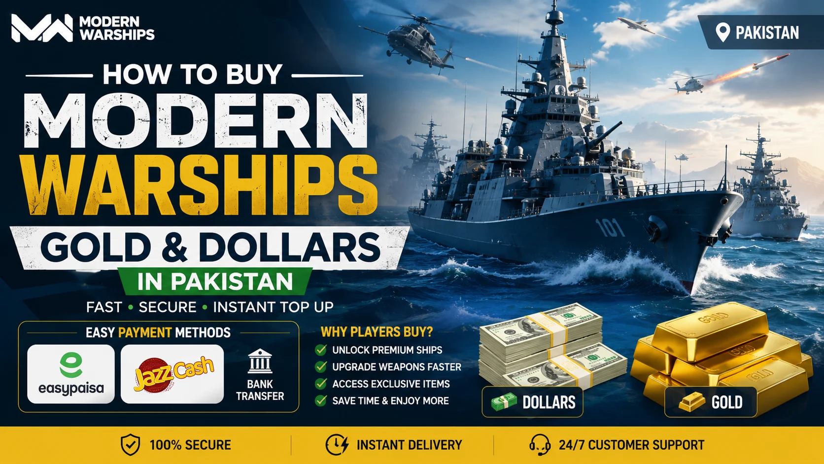 How to Buy Modern Warships Gold & Dollars in Pakistan