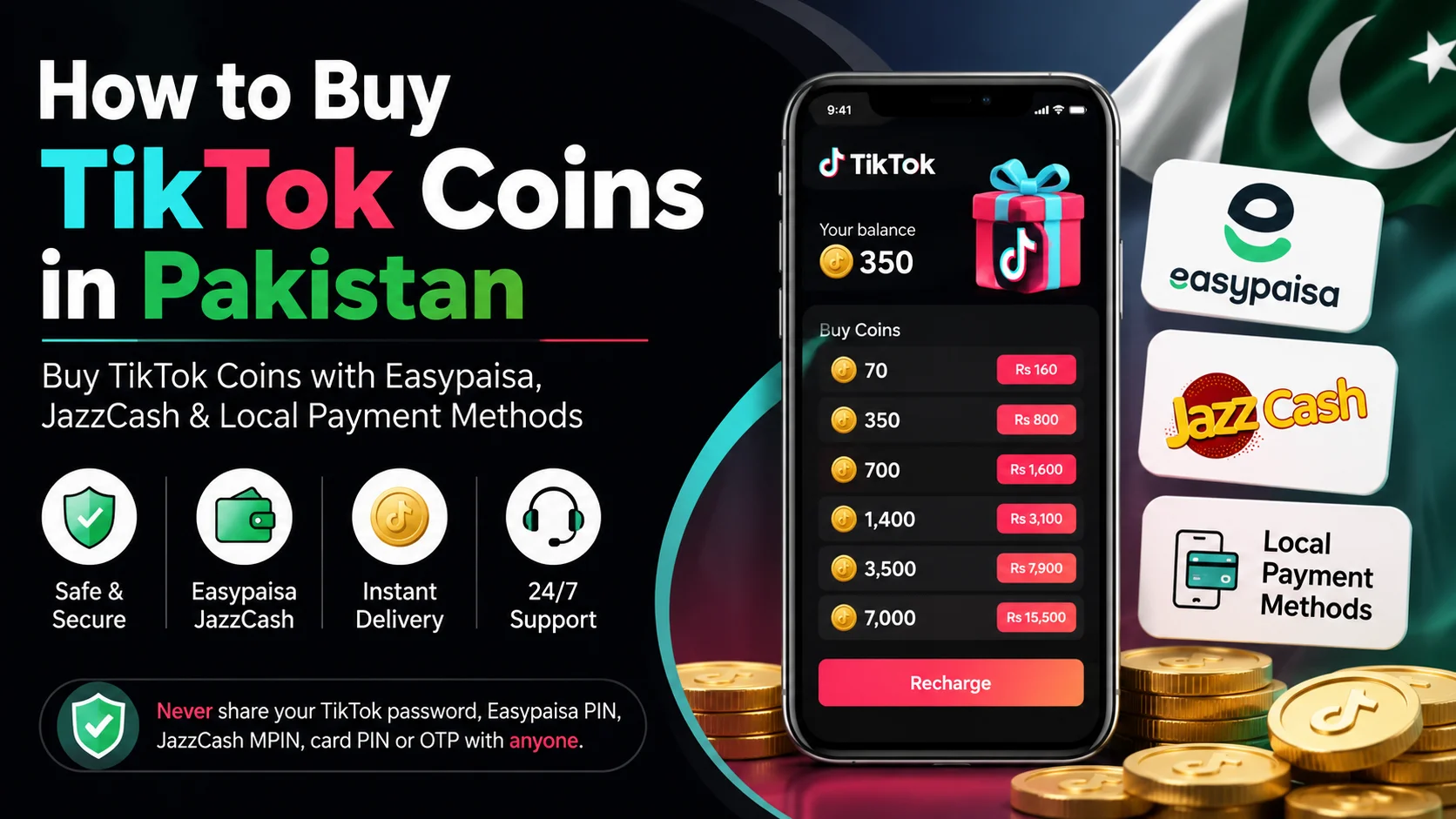 How to Buy TikTok Coins in Pakistan with Easypaisa and JazzCash