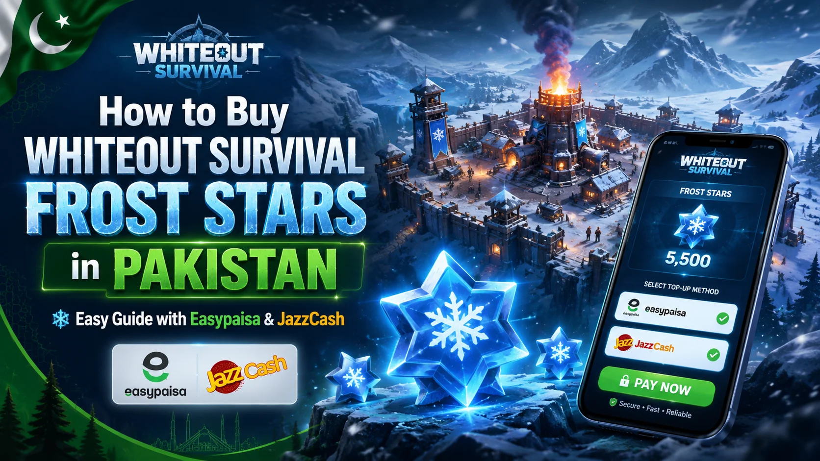 How to Buy Whiteout Survival Frost Stars in Pakistan with Easypaisa & JazzCash by nexon.pk