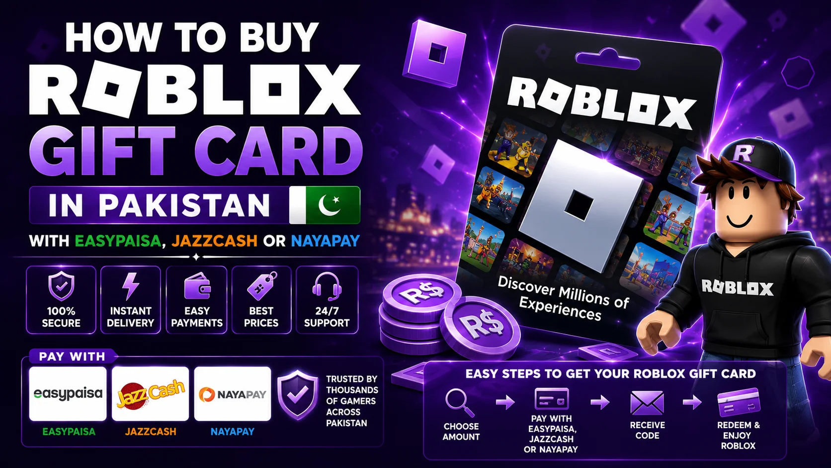 How to Buy a Roblox Gift Card in Pakistan with Easypaisa, JazzCash, or NayaPay by nexon.pk