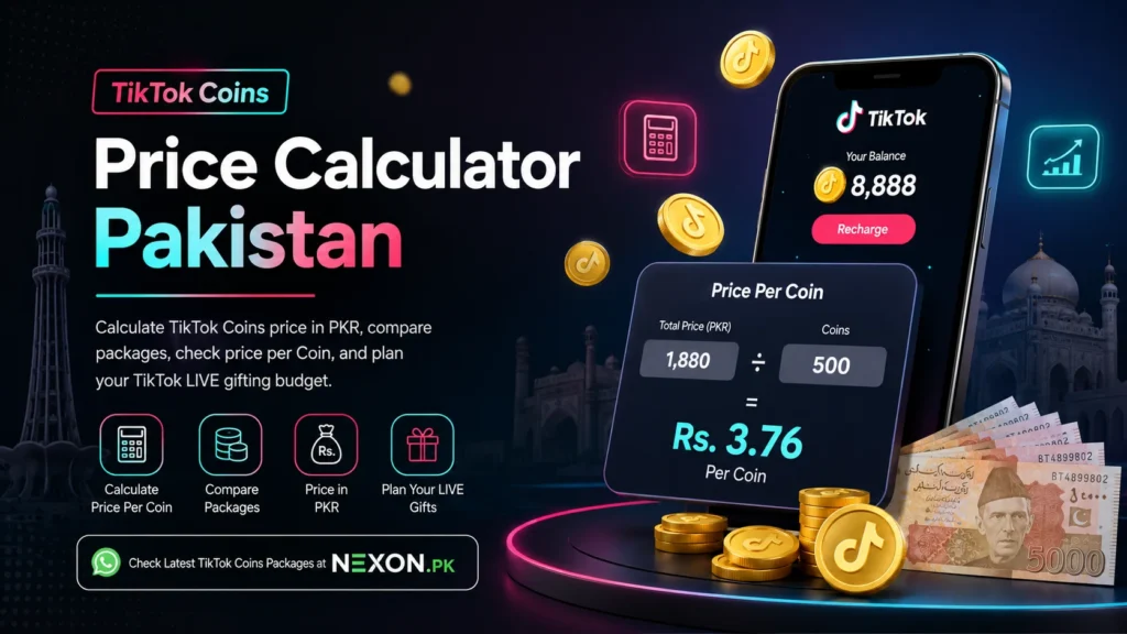 TikTok Coins Price Calculator Pakistan Check Coin Price in PKR by nexon.pk
