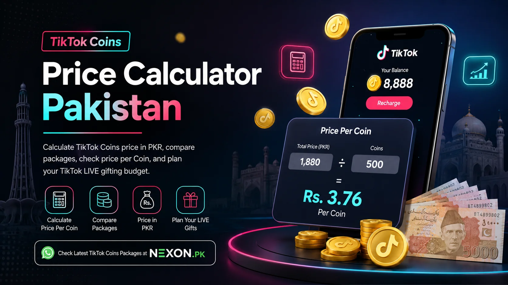 TikTok Coins Price Calculator Pakistan Check Coin Price in PKR by nexon.pk